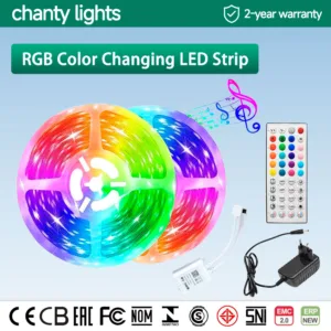 RGB Color-Changing LED Light Strips Kit with 44 Keys Ir Remote