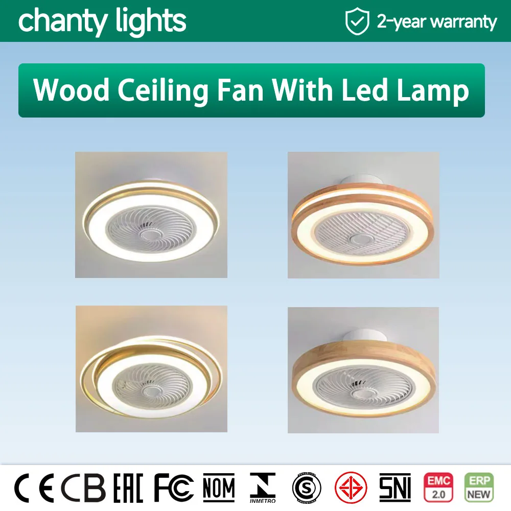 Wood Ceiling Fan With Led Lamp