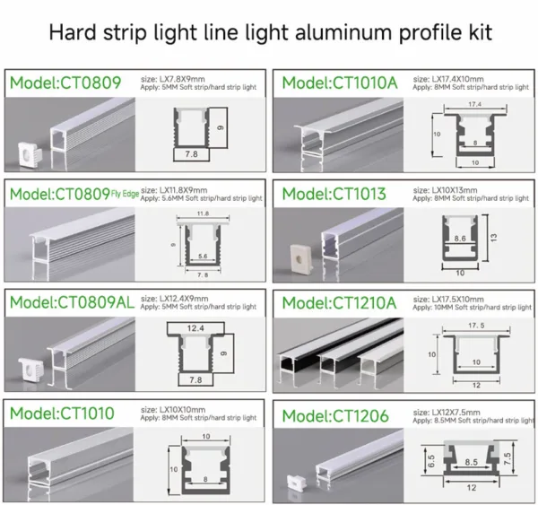 Hard strip light line light aluminum profile kit