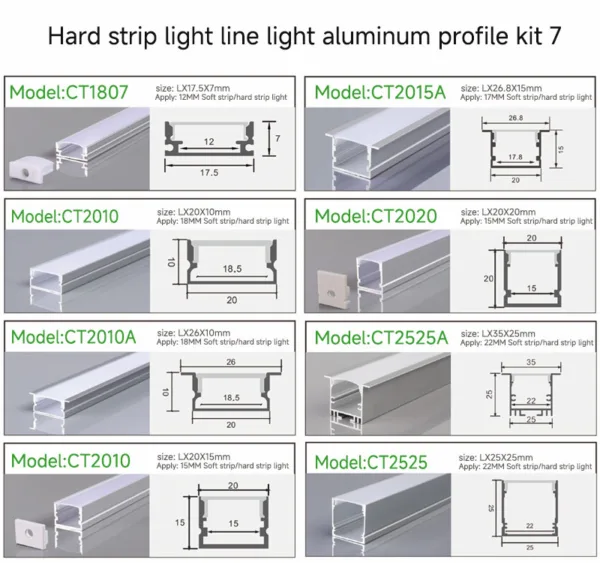 Hard strip light line light aluminum profile kit 7