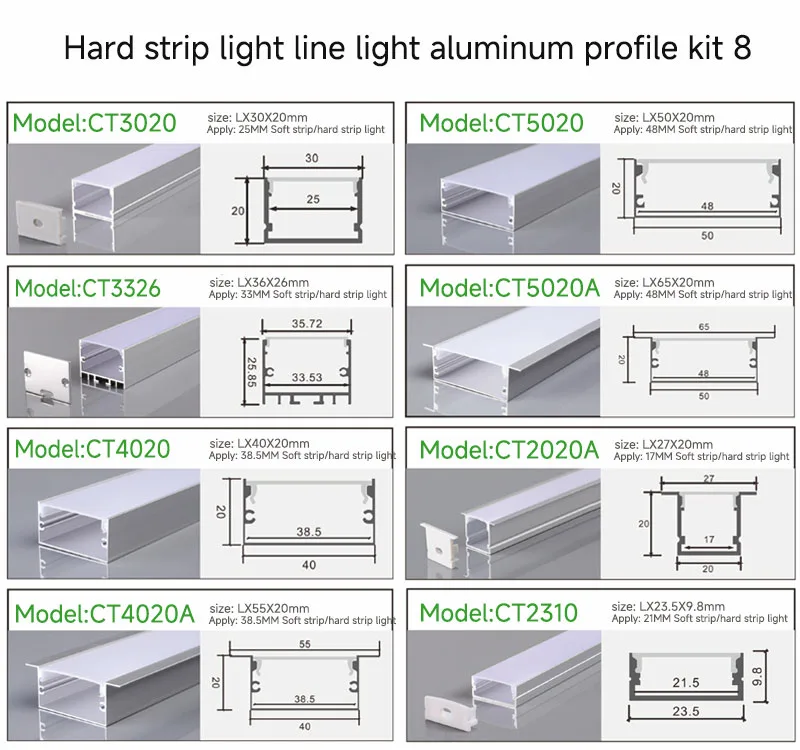 Hard strip light line light aluminum profile kit 8