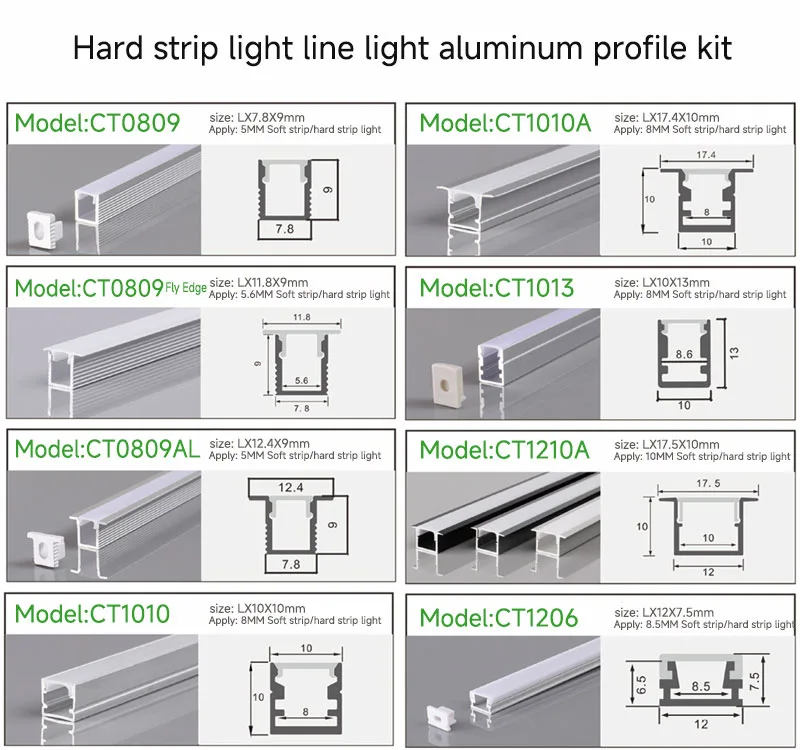 Hard strip light line light aluminum profile kit