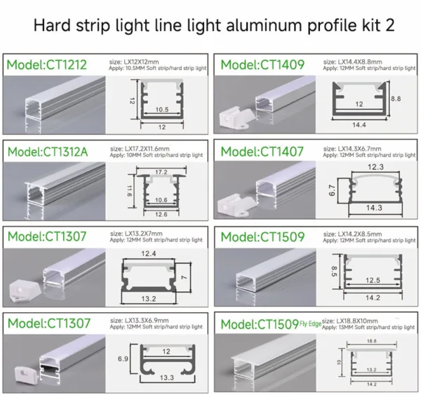 Hard strip light line light aluminum profile kit 2