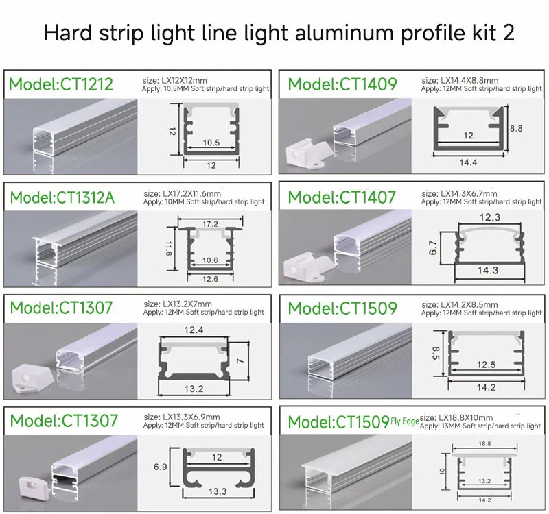 Hard strip light line light aluminum profile kit 2