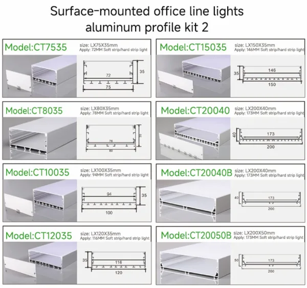 Surface-mounted office line lights-aluminum profile kit 2