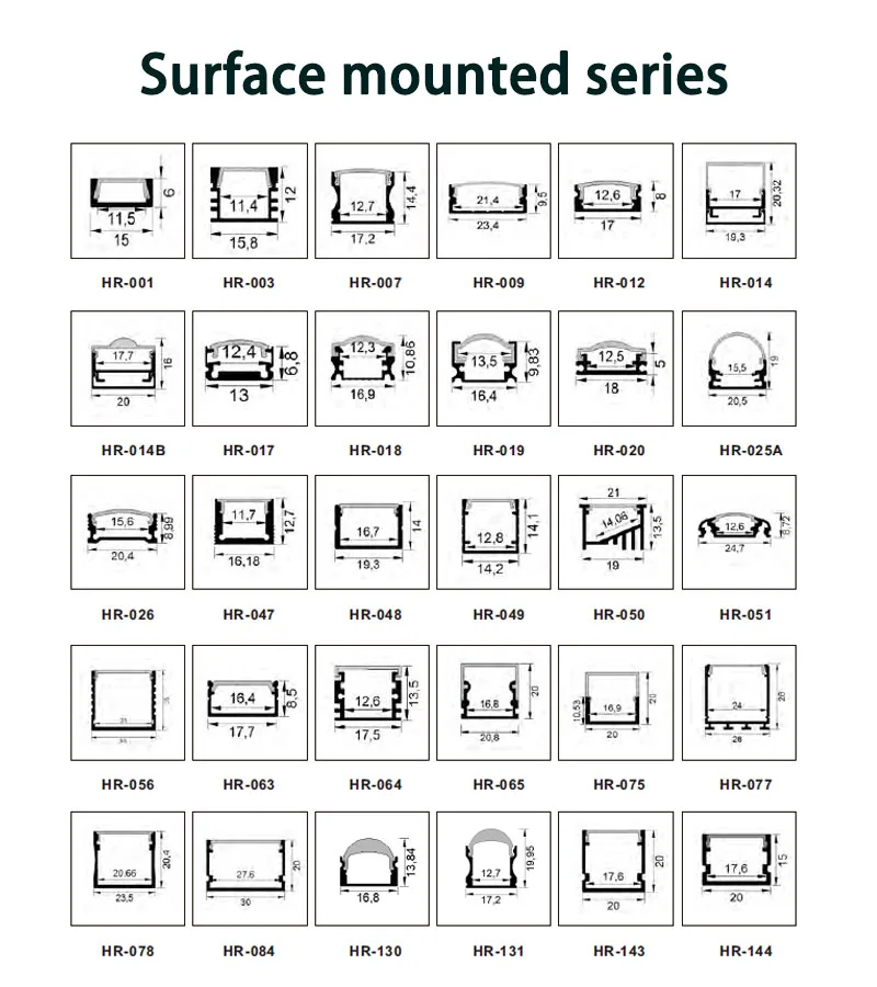 Surface mounted series LED Strip Aluminum Profile