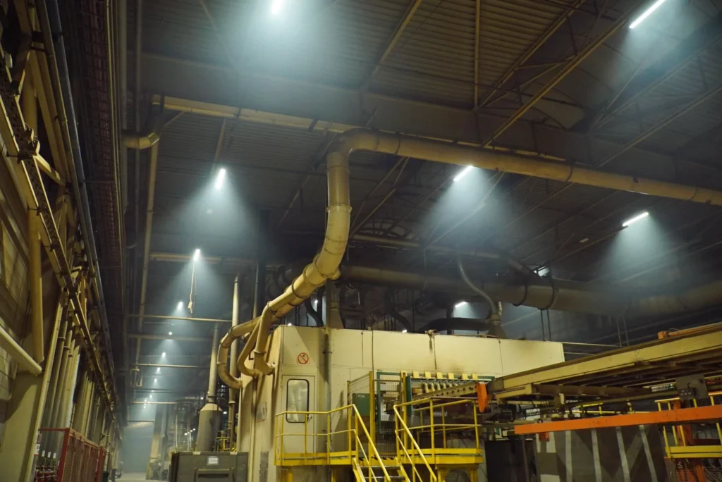 Industrial LED lighting with IP65 protection in a dusty environment