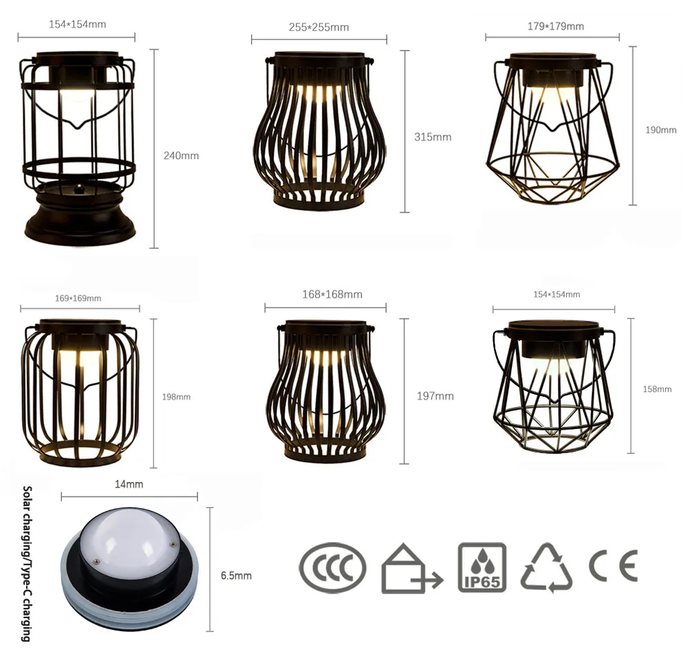 Solar Wrought Iron Handheld Lanterns in Multiple Styles