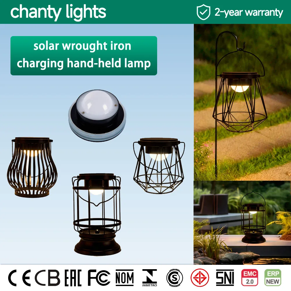 solar wrought iron charging hand-held lamp