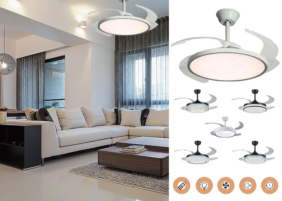 Retractable Ceiling Fan with Light CT-RFL03
