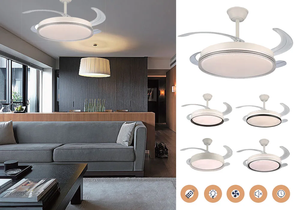 Retractable Ceiling Fan with Light CT-RFL04