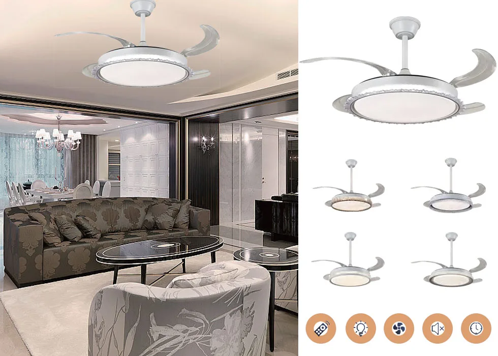 Retractable Ceiling Fan with Light CT-RFL07